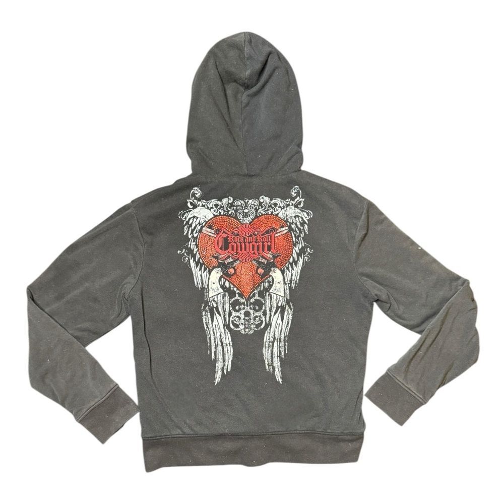 Rock and Roll Cowgirl McBling Black Full Zip Hoodie Size Hoodie Size Large